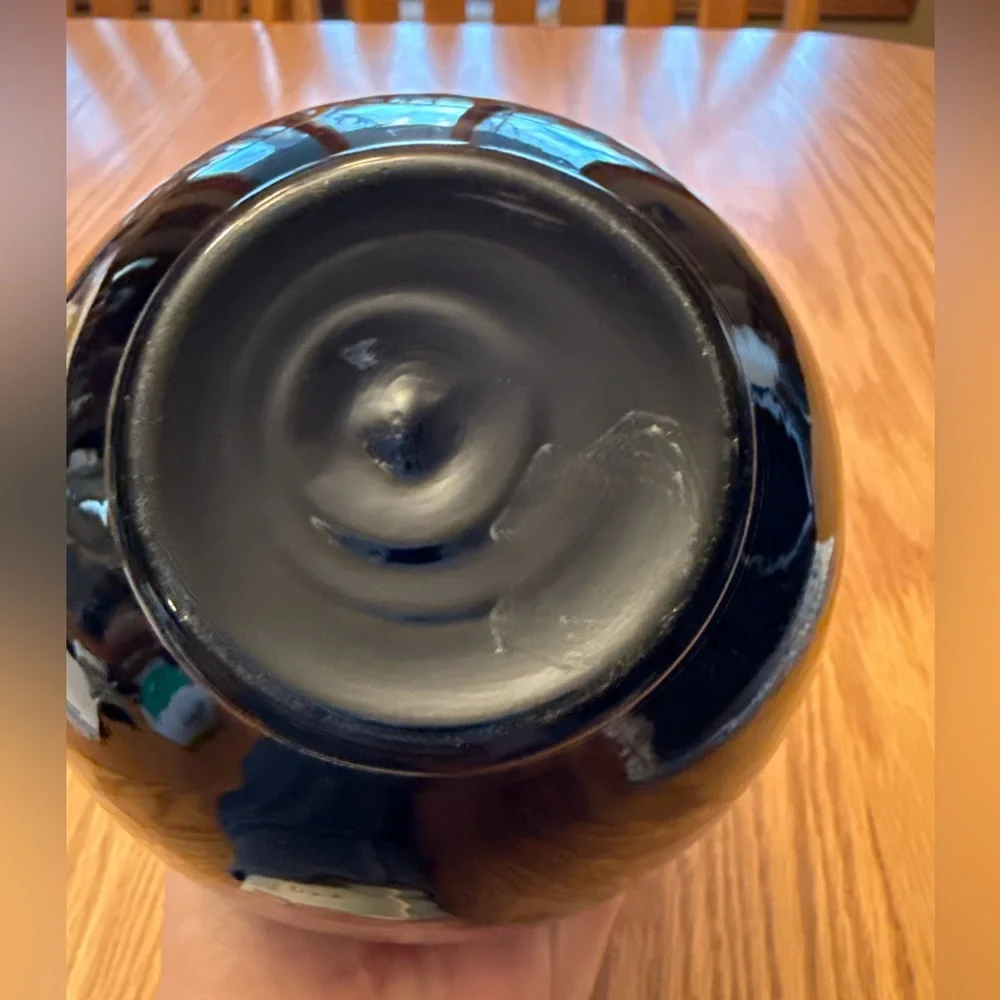 Vintage Black Glass Decorative Vase